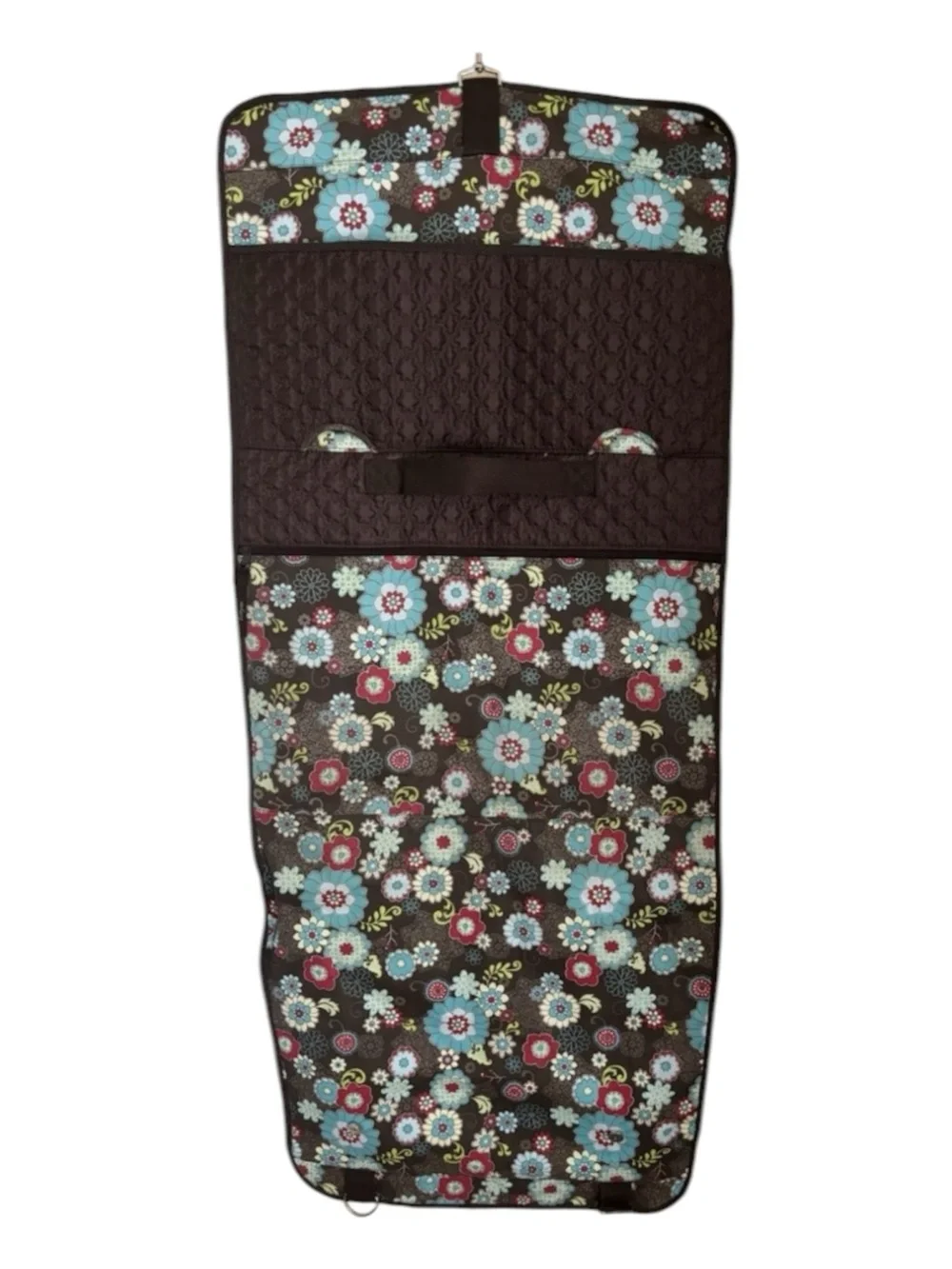 Vera Bradley Brown Floral Quilted Garment Bag with Aqua & Pink Flowers VTG Vibes